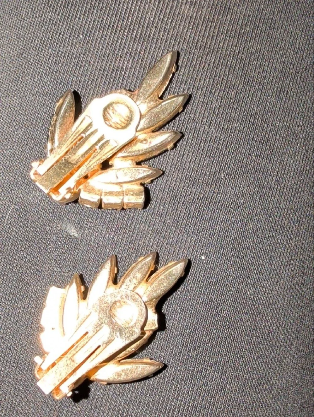 1960s Unsigned Beau Jewels Green and Blue Crystal Leaf Drop Earrings
